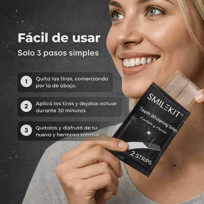 Tiras Blanqueadoras Dentales con Carbón Activado